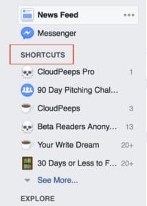 Using Facebook Shortcuts