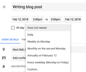 Create a recurring event in Google Calendar