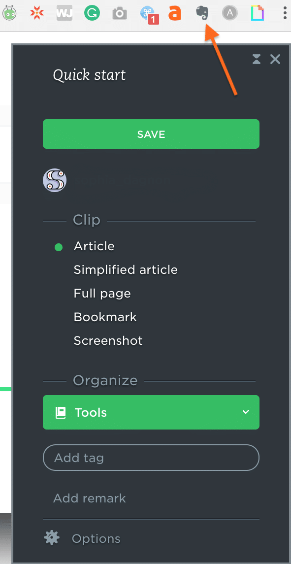 useful browser extensions-- The Evernote Web Clipper