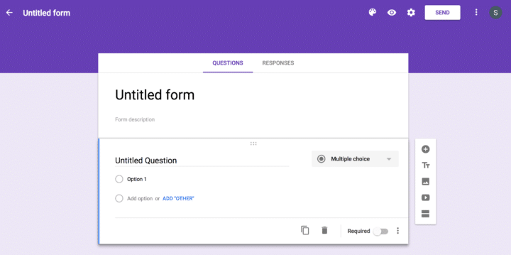 Google Forms-- starting off with a blank form