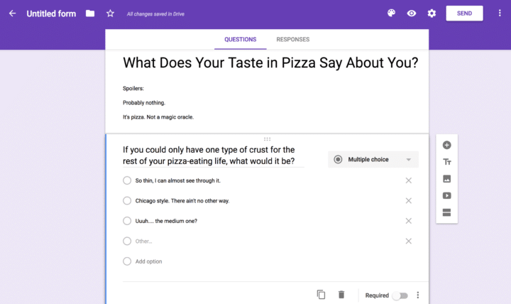 Google Forms-- creating a form from scratch